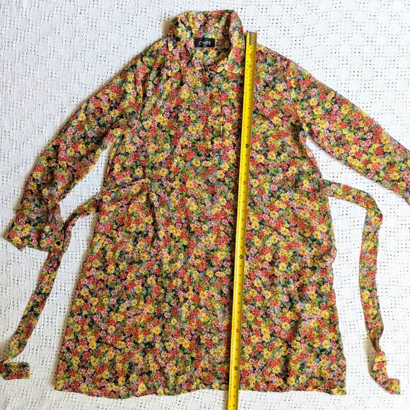 CHEPE Italy Tunic Dress Long Sleeve Floral Boho Size M Made in Italy - Picture 6 of 7